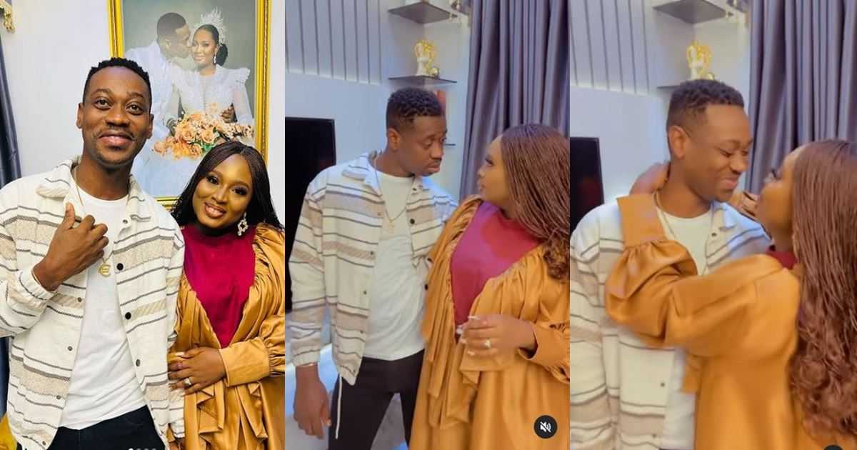 Lateef Adedimeji and wife, Mo Bimpe all loved up as they celebrate one month wedding anniversary (Video)
